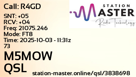 QSL Card for M5MOW QSO with R4GD