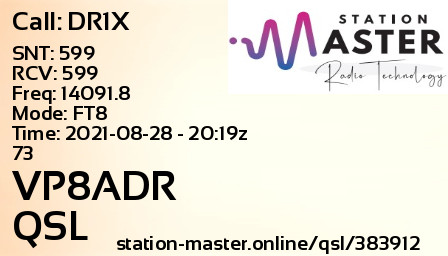 QSL Card for VP8ADR QSO with DR1X
