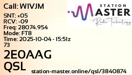 QSL Card for 2E0AAG QSO with W1VJM