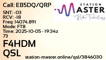 QSL Card for F4HDM QSO with EB5DQ/QRP