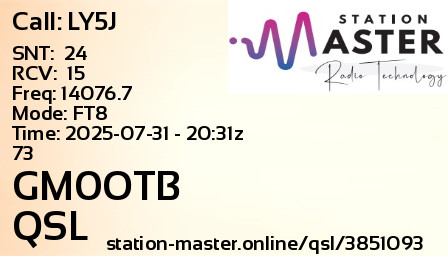 QSL Card for GM0OTB QSO with LY5J