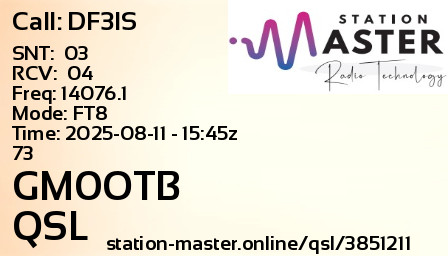 QSL Card for GM0OTB QSO with DF3IS