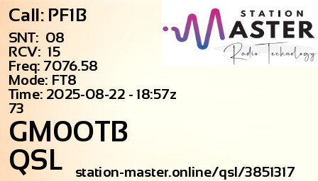 QSL Card for GM0OTB QSO with PF1B