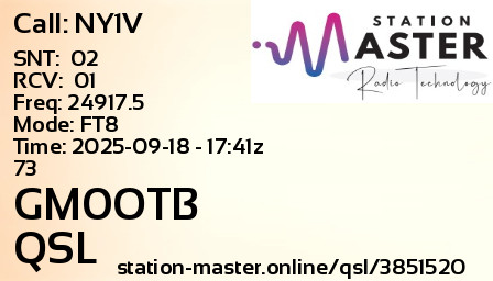 QSL Card for GM0OTB QSO with NY1V