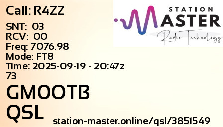 QSL Card for GM0OTB QSO with R4ZZ