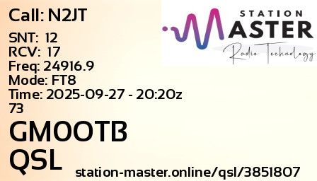 QSL Card for GM0OTB QSO with N2JT