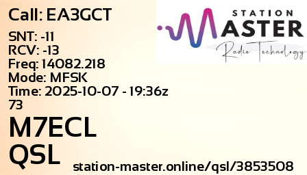 QSL Card for M7ECL QSO with EA3GCT