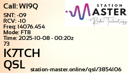QSL Card for K7TCH QSO with WI9Q