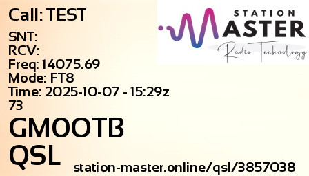 QSL Card for GM0OTB QSO with TEST