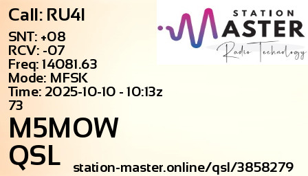 QSL Card for M5MOW QSO with RU4I