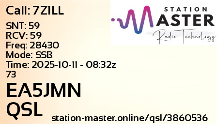 QSL Card for EA5JMN QSO with 7Z1LL