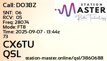 QSL Card for CX6TU QSO with DO3BZ