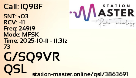 QSL Card for G/SQ9VR QSO with IQ9BF