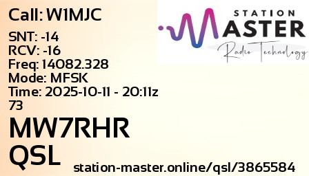 QSL Card for MW7RHR QSO with W1MJC