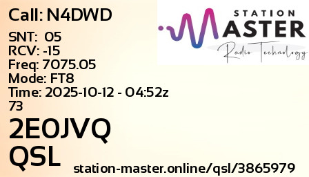 QSL Card for 2E0JVQ QSO with N4DWD