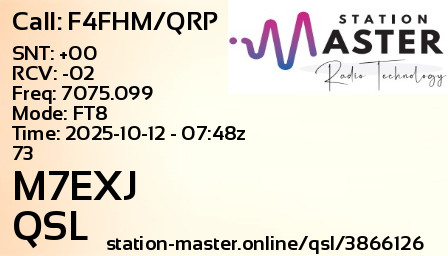 QSL Card for M7EXJ QSO with F4FHM/QRP