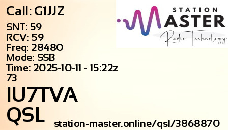 QSL Card for IU7TVA QSO with G1JJZ