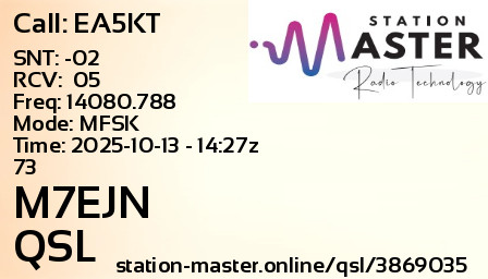 QSL Card for M7EJN QSO with EA5KT