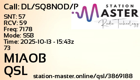QSL Card for M1AOB QSO with DL/SQ8NOD/P