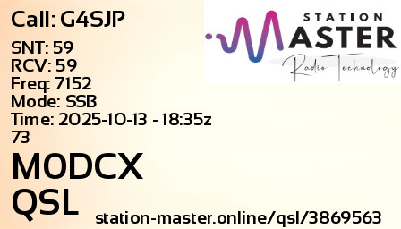 QSL Card for M0DCX QSO with G4SJP