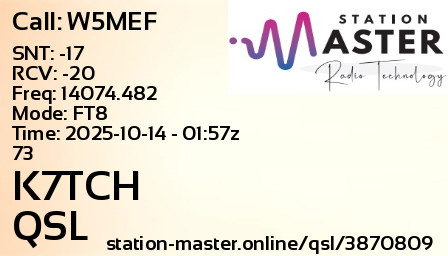 QSL Card for K7TCH QSO with W5MEF