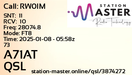 QSL Card for A71AT QSO with RW0IM