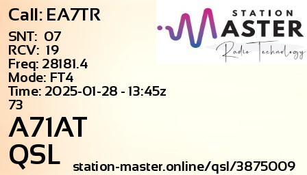 QSL Card for A71AT QSO with EA7TR