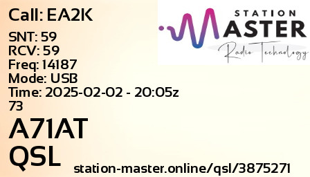 QSL Card for A71AT QSO with EA2K
