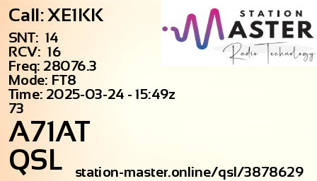 QSL Card for A71AT QSO with XE1KK