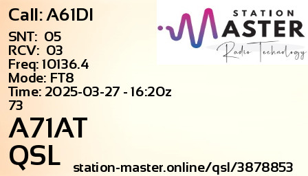 QSL Card for A71AT QSO with A61DI