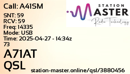 QSL Card for A71AT QSO with A41SM