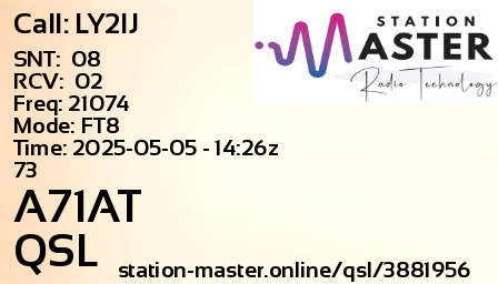 QSL Card for A71AT QSO with LY2IJ