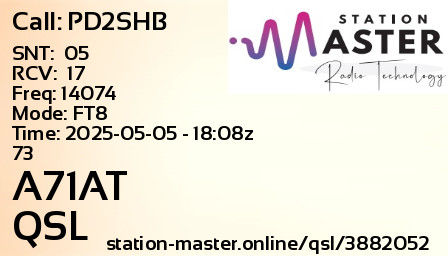 QSL Card for A71AT QSO with PD2SHB
