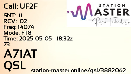 QSL Card for A71AT QSO with UF2F