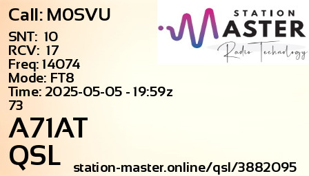 QSL Card for A71AT QSO with M0SVU