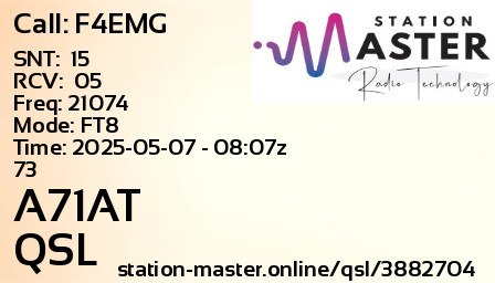 QSL Card for A71AT QSO with F4EMG