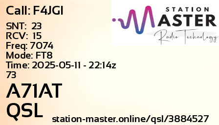 QSL Card for A71AT QSO with F4JGI