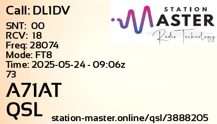 QSL Card for A71AT QSO with DL1DV