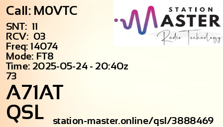 QSL Card for A71AT QSO with M0VTC