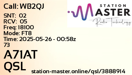 QSL Card for A71AT QSO with WB2QJ