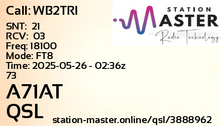 QSL Card for A71AT QSO with WB2TRI