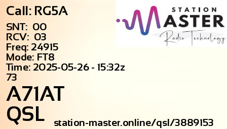 QSL Card for A71AT QSO with RG5A