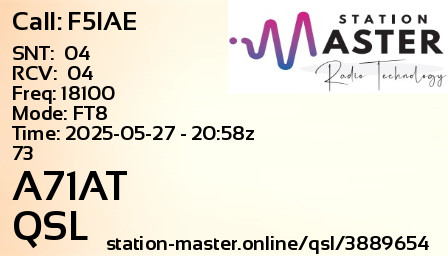 QSL Card for A71AT QSO with F5IAE