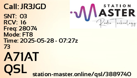 QSL Card for A71AT QSO with JR3JGD