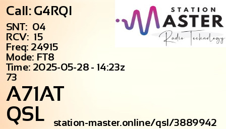 QSL Card for A71AT QSO with G4RQI