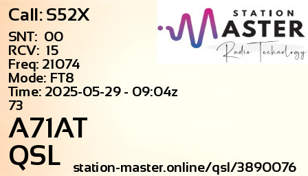 QSL Card for A71AT QSO with S52X