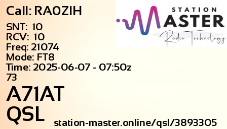 QSL Card for A71AT QSO with RA0ZIH