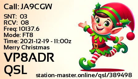 QSL Card for VP8ADR QSO with JA9CGW