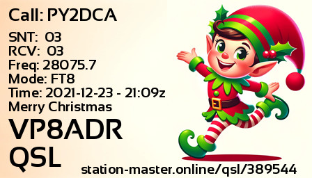 QSL Card for VP8ADR QSO with PY2DCA