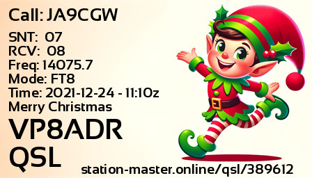 QSL Card for VP8ADR QSO with JA9CGW